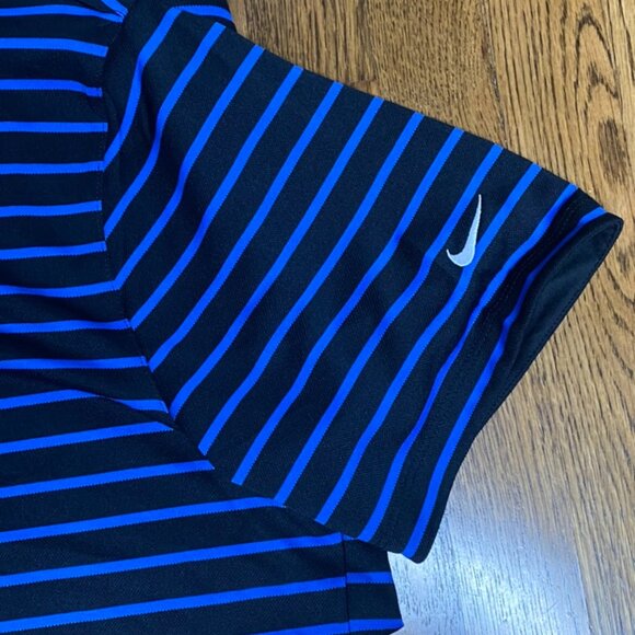 Nike Standard Fit golf polo shirt blue black stripe XL men's NWT - Picture 4 of 7